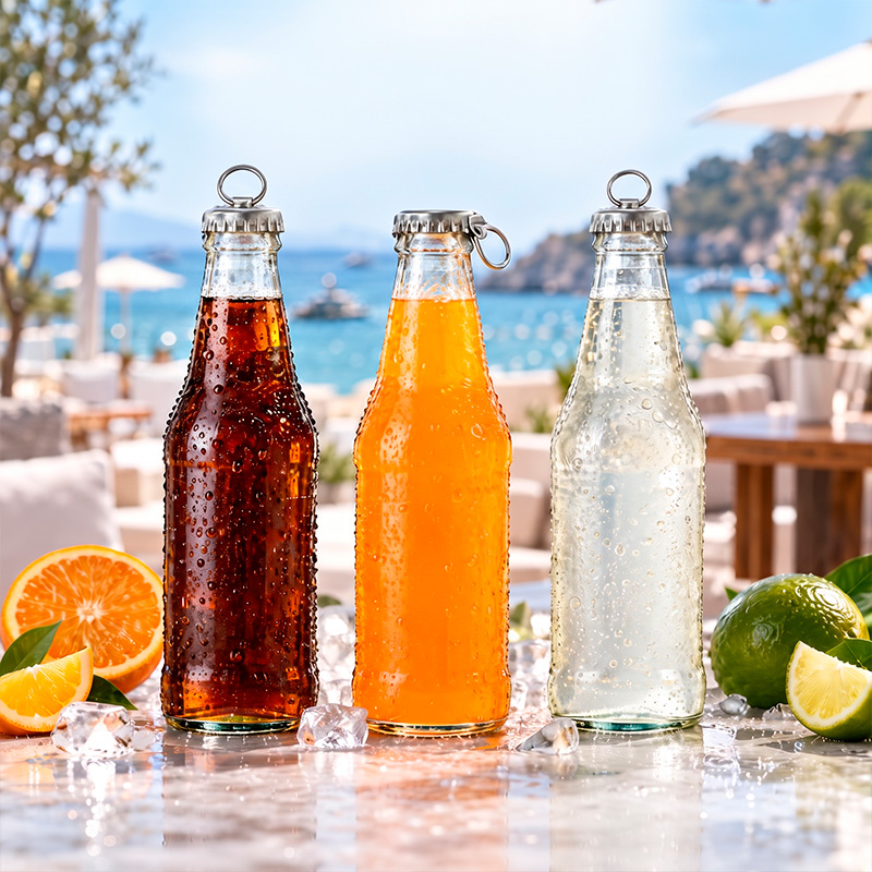 Botellas de cerveza y refresco con tapas de anilla Easy-Open